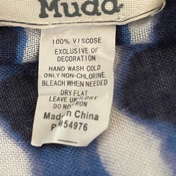 Blue & White Tie Dye Pom Pom Open Caftan Swim Cover Up - Picture 5 of 7